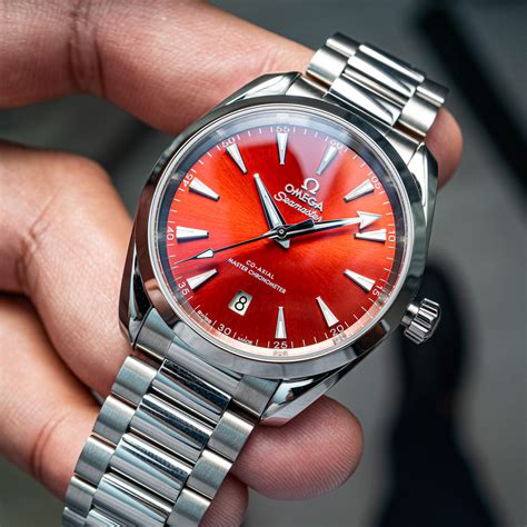 omega red face watch|omega seamaster aqua terra red.